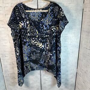 Cato colorful blouse pullover kimono sleeve asymmetrical hem bohemia plus size